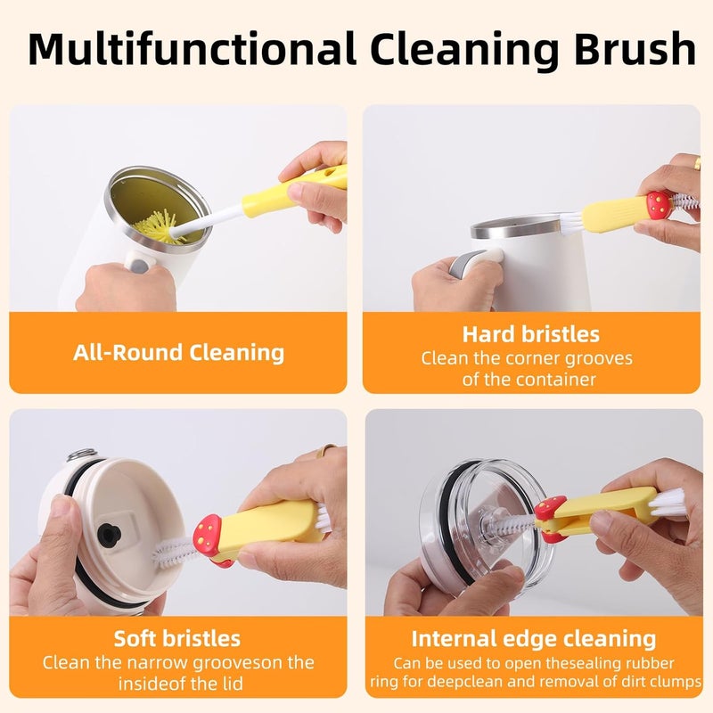 Engorgio 3 Pack Cleaner Brush Kit for Stanley, Bottle Cleaner Brush Set with Straw Brush Cleaner and Cup Lid Cleaning Brush for Stanley Cup, Tumbler Cups, Drinking Glass (Yellow) - Image 3